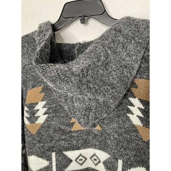Sioni Size S Duster Cardigan Sweater Long Open Front Hood Southwestern - Picture 6 of 7